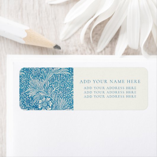 WILLIAM MORRIS "MARIGOLD" TERUGKERNADRESETIKET ETIKET (Insitu)