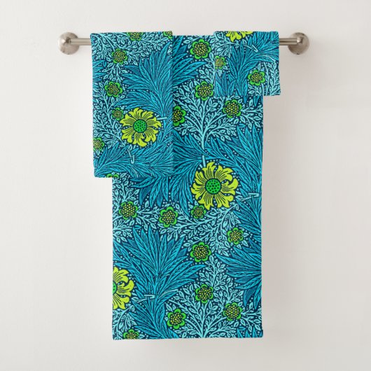 William Morris Marigold, Turquoise & Cobalt Blue Bad Handdoek (Insitu)