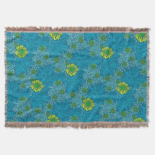 William Morris Marigold, Turquoise & Cobalt Blue Deken (Voorkant)