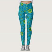William Morris Marigold, Turquoise & Cobalt Blue Leggings (Voorkant)