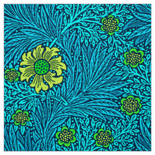William Morris Marigold, Turquoise & Cobalt Blue Stof