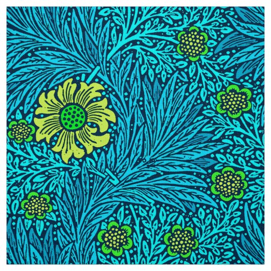 William Morris Marigold, Turquoise & Cobalt Blue Stof (Swatch)