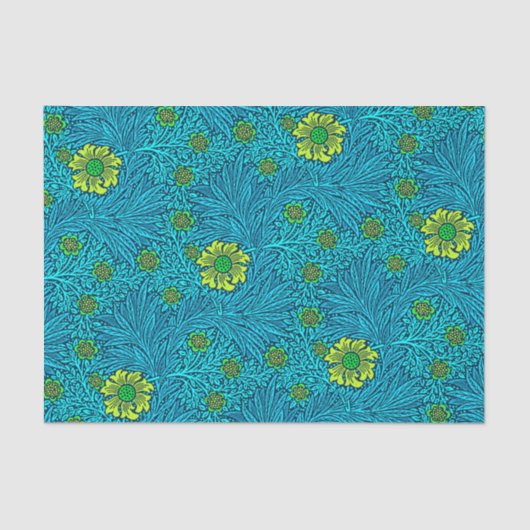 William Morris Marigold, Turquoise & Cobalt Blue Tissuepapier (Voorkant)