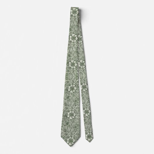 William Morris Marigold Vintage Groene Bloem Stropdas (Voorkant)