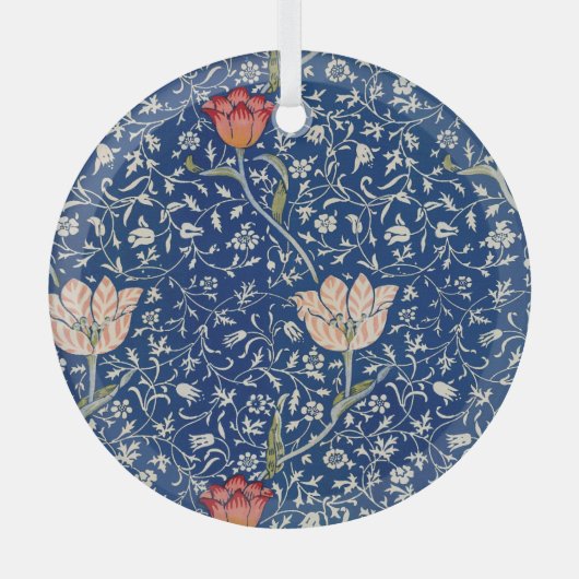William Morris Medway Blue Floral Glas Ornament (Voorkant)