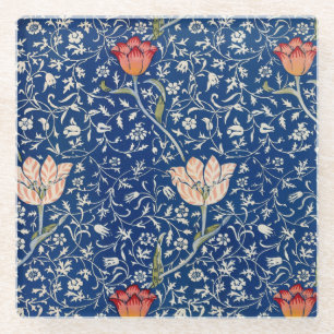 William Morris Medway Blue Floral Glazen Onderzetter