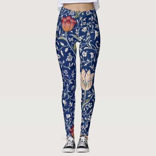 William Morris Medway Blue Floral Leggings (Voorkant)
