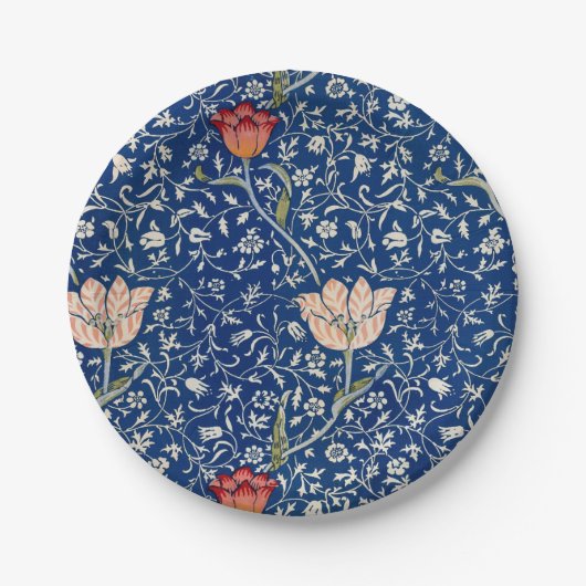 William Morris Medway Blue Floral Papieren Bordje (Voorkant)