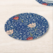 William Morris Medway Blue Floral Ronde Kartonnen Onderzetter (Gebogen)