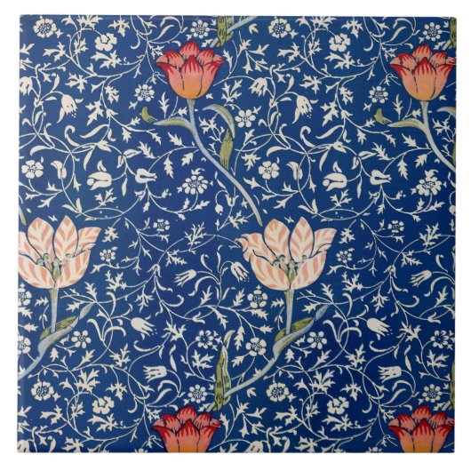 William Morris Medway Blue Floral Tegeltje (Voorkant)