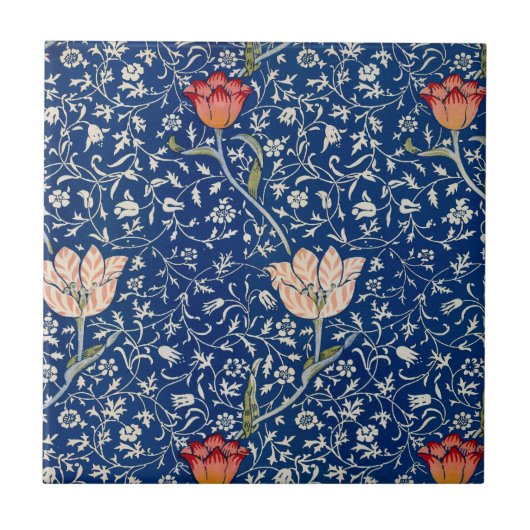 William Morris Medway Blue Floral Tegeltje (Voorkant)