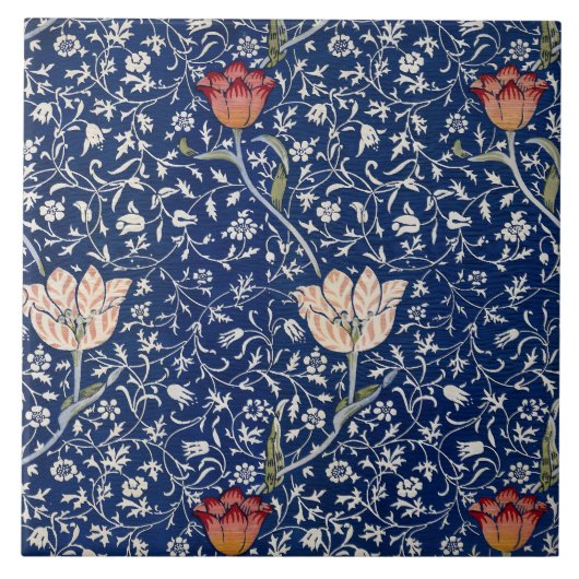 William Morris Medway Blue Floral Tegeltje (Voorkant)
