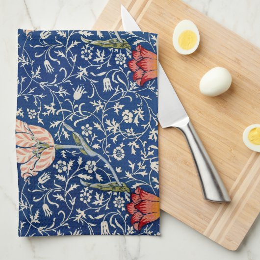 William Morris Medway Blue Floral Theedoek (Quarter Fold)