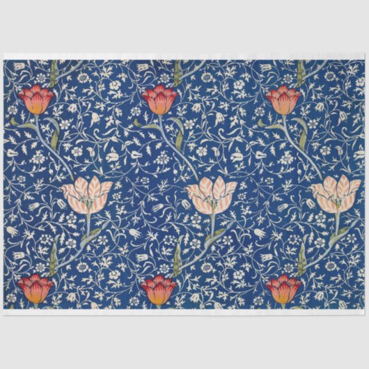 William Morris Medway Blue Floral Tissuepapier (Voorkant)