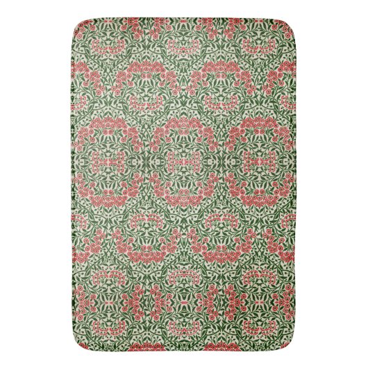 William Morris Michaelmas Daisy Flowers Pink Green Badmat (Voorkant Verticaal)