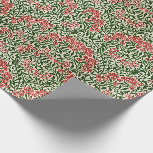 William Morris Michaelmas Daisy Flowers Pink Green Cadeaupapier (Hoek)