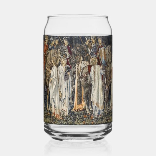 William Morris Middeleeuwse Ridders Tapijtontwerp Blikvorm Glas (Voorkant)