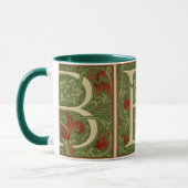 William Morris Monogram Letter B Bloem Roze Groen Mok (Links)