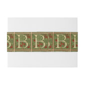 William Morris Monogram Letter B Bloem Roze Groen Uitnodigingen Wikkel (Achterkant Voorbeeld)