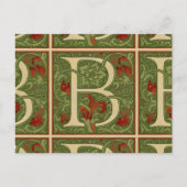 William Morris Monogram Letter B Bloemrijk Rood Gr Briefkaart (Voorkant)