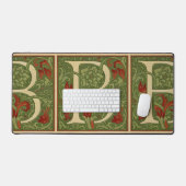 William Morris Monogram Letter B Bloemrijk Rood Gr Bureaumat (Keyboard & Muis)