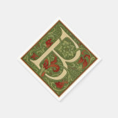 William Morris Monogram Letter B Bloemrijk Rood Gr Servet (Hoek)