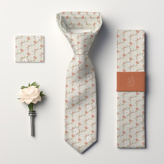 William Morris Monogrammed Garden Tulip Floral Stropdas