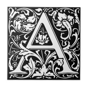 William Morris Monogrammed Letter A Ceramic Tile Tegeltje