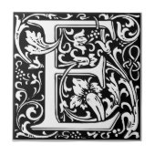 William Morris Monogrammed Letter E Tegeltje (Voorkant)