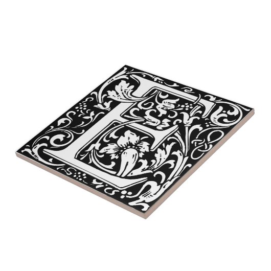 William Morris Monogrammed Letter E Tegeltje (Zijkant)