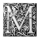 William Morris Monogrammed Letter M Tegeltje (Voorkant)