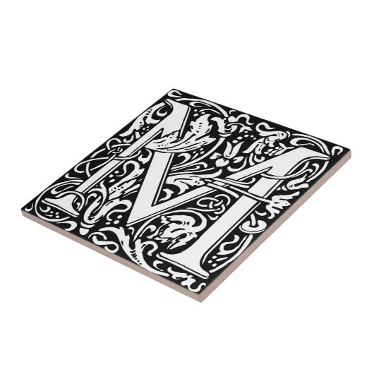 William Morris Monogrammed Letter M Tegeltje (Zijkant)