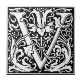 William Morris Monogrammed Letter V Tegeltje (Voorkant)