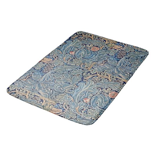 William Morris Mooi Bloemenpatroon Blauw Roze Badmat (Gekanteld)