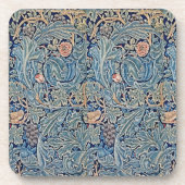 William Morris Mooi Bloemenpatroon Blauw Roze Bier Onderzetter (Voorkant)