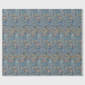 William Morris Mooi Bloemenpatroon Blauw Roze Cadeaupapier (Vlak)
