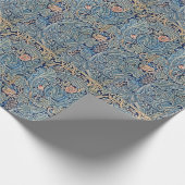 William Morris Mooi Bloemenpatroon Blauw Roze Cadeaupapier (Hoek)