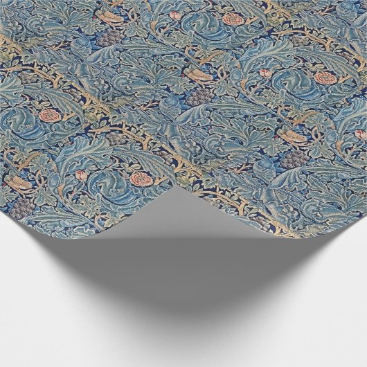 William Morris Mooi Bloemenpatroon Blauw Roze Cadeaupapier (Hoek)