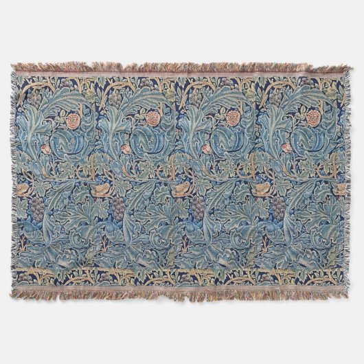 William Morris Mooi Bloemenpatroon Blauw Roze Deken (Voorkant)