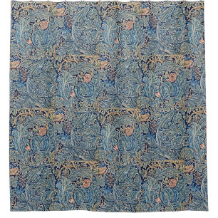 William Morris Mooi Bloemenpatroon Blauw Roze Douchegordijn