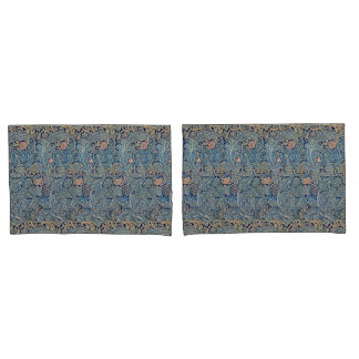 William Morris Mooi Bloemenpatroon Blauw Roze Kussensloop