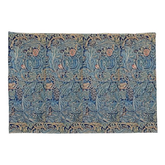 William Morris Mooi Bloemenpatroon Blauw Roze Kussensloop (Achterkant-Rechts)