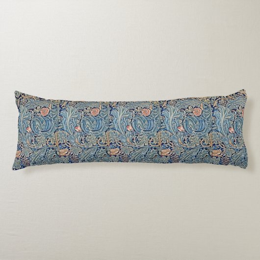 William Morris Mooi Bloemenpatroon Blauw Roze Lichaamskussen (Voorkant)