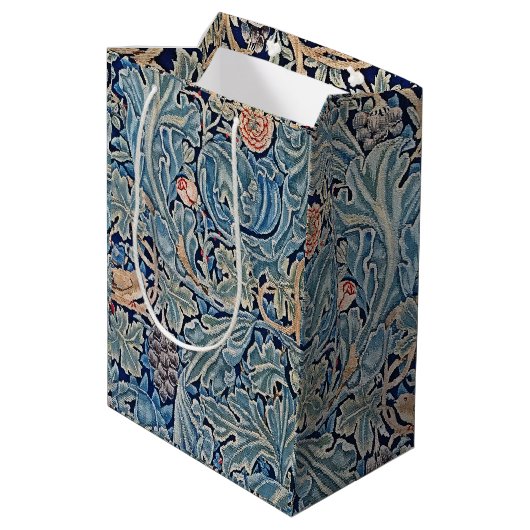 William Morris Mooi Bloemenpatroon Blauw Roze Medium Cadeauzakje (Achterkant Gekanteld)