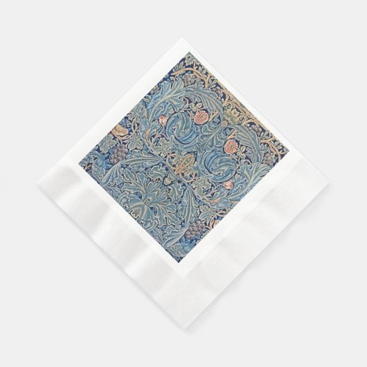 William Morris Mooi Bloemenpatroon Blauw Roze Servet (Hoek)