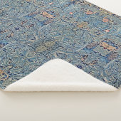 William Morris Mooi Bloemenpatroon Blauw Roze Sherpa Deken (3/4)