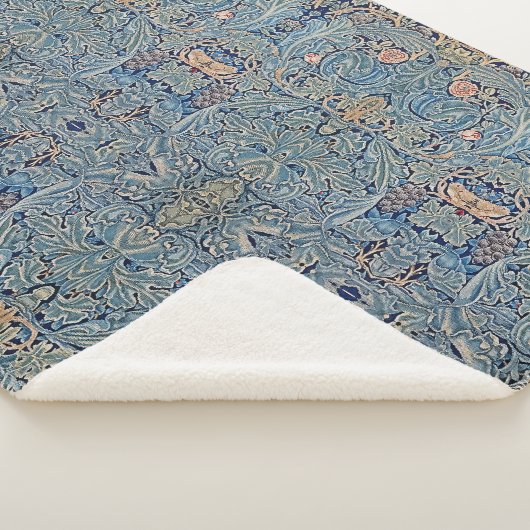 William Morris Mooi Bloemenpatroon Blauw Roze Sherpa Deken (3/4)