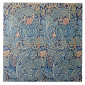 William Morris Mooi Bloemenpatroon Blauw Roze Tegeltje (Voorkant)