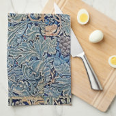 William Morris Mooi Bloemenpatroon Blauw Roze Theedoek (Quarter Fold)