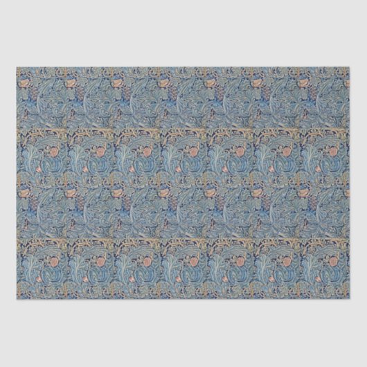 William Morris Mooi Bloemenpatroon Blauw Roze Tissuepapier (Voorkant)